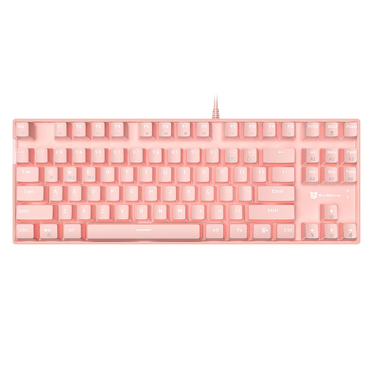 Wireless Mechanical Keyboard | Triple Mode 2.4G/USB-C/BT | 87 Keys Mechanical Gaming Keyboard & Hot-Swappable with White Backlit, TKL, Blue Switch, Pink