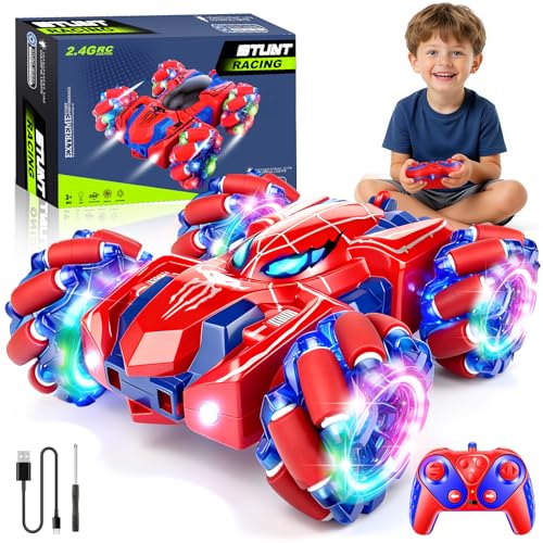 Ciiokjnm Remote Control Cars RC Cars Kid Toys 2.4Ghz Stunt RC Car Double Sided 360 Rotation with Headlight USB Rechargable Gift Toys for 3 4 5 6 7 8 Year old Boys Girl Kids