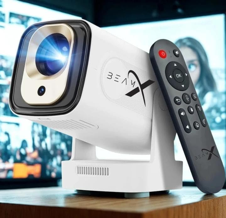 Glide 360 Smart Android Projector with 4K Support, Native 1080p, Auto Focus, 4D Keystone, Wi-Fi 6, Bluetooth 5, Voice Remote, 5W Speaker, Screen Mirroring