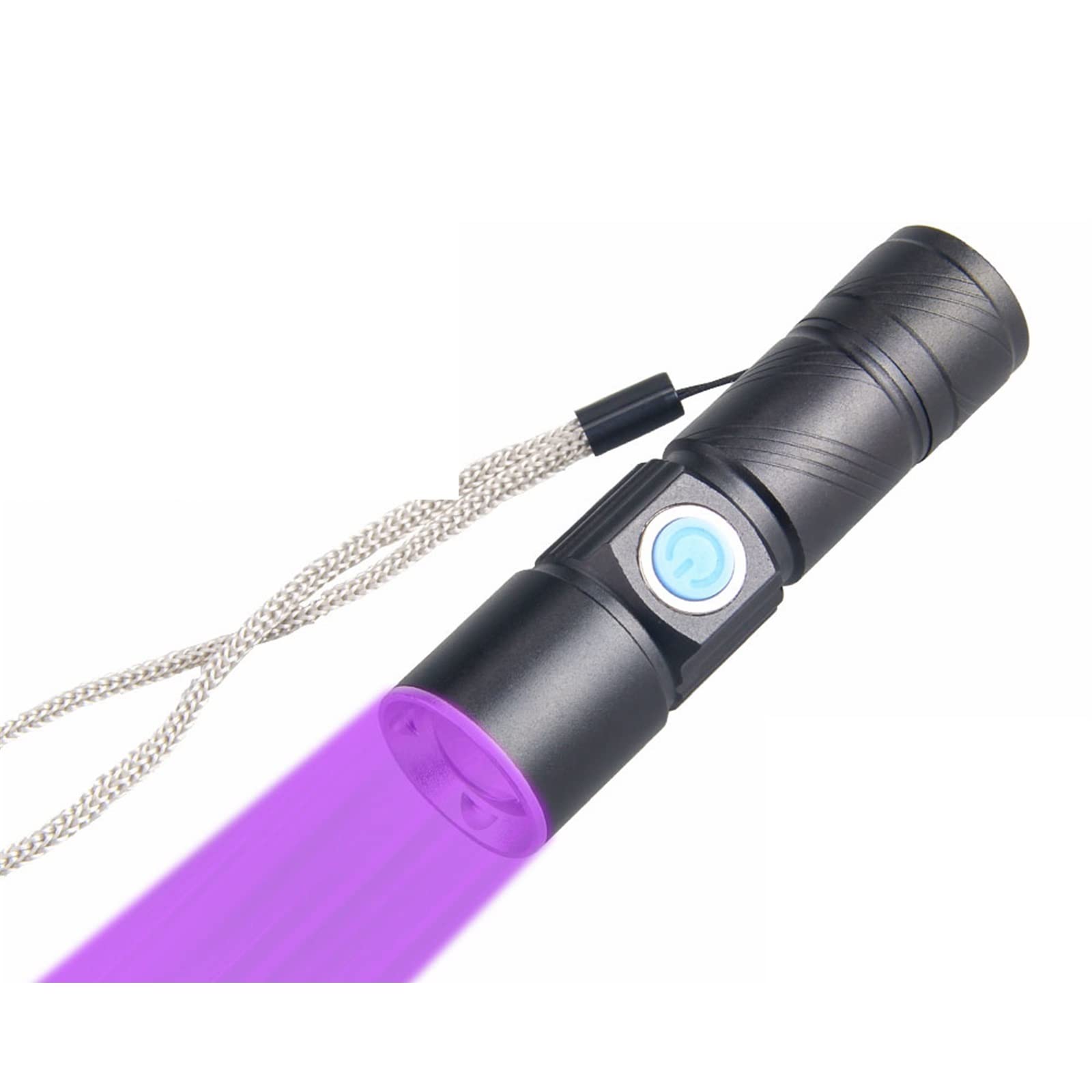 Outdoor Flashlight Lamp USB Rechargeable Ultraviolet 3 Mode Powerful LED Torch Telescopic Zoom UV Light Blacklight
