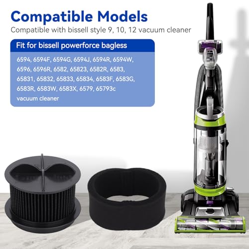 Image of Replacement Filters Compatible with Bissell Style 9 10 12 Vacuum Cleaner - for Bissell PowerForce Bagless Cleaner - Replace Part # 2031085ES, 203108532065,2031183,32064 & 32065 (4+4 Foam & Filter)