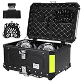 【65L】GURBLOFY バイクボックス トップケース アルミ製 防盜ロック 防水 防塵 ブラック 取り付けベース付属 バッククッション付き 簡単取り付け 大容量 GBTC-65BL-JP