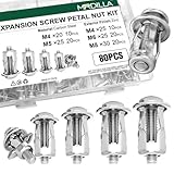 80Pcs Petal Expansion Bolt, Rustproof Carbon Steel Jack Nuts for Sheet Metal, Panels, Machinery, Automotive, M4/M5/M6/M8