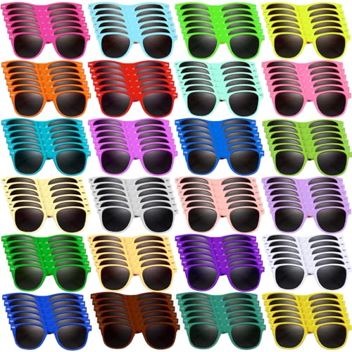 Oleitodh 120 Pack Kids Neon Sunglasses Party Favors Bulk 24 Colors Neon