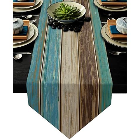 PIEPLE Teal Rustic Table Runner-Cotton Linen-Long 13 x 72 inche Dresser Scarves,Farmhouse Tablerunner for Kitchen Coffee/Dining/Sofa/End Table Bedroom Home Living Room,Scarfs Decor for Holiday Dinner Cover