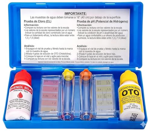 Test Kit Cloro y pH Piscina, Medidor de Cloro y pH del Agua, Reac...