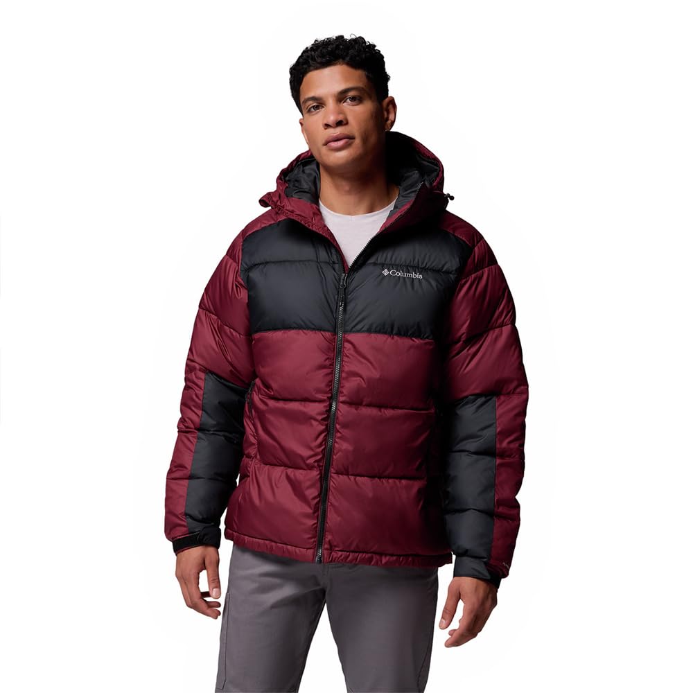Columbia Men's Pike Lake 2 Hooded Jacket, Hooded Puffer Jacket, Rich Wine, Black, S