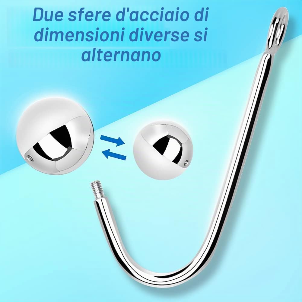 Roluck Plug Anale Da Uomo Gancio Anale Con 2 Sfere Intercambiabili in Acciaio Inox Anal Hook Anal Gancio Per Uomini E Donne Giocattolo Anale