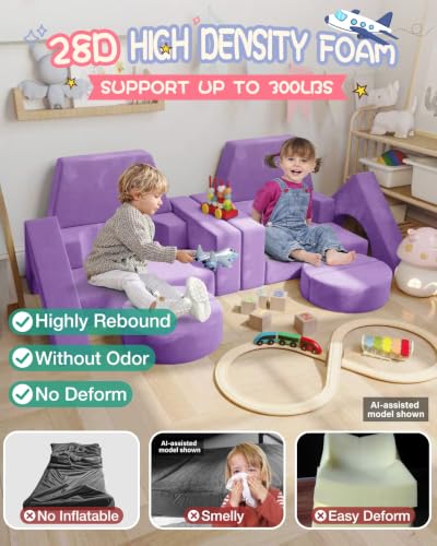 Image of YEFU 15pcs Modular Kids Play Couch，1000+ Imagination Creative Play