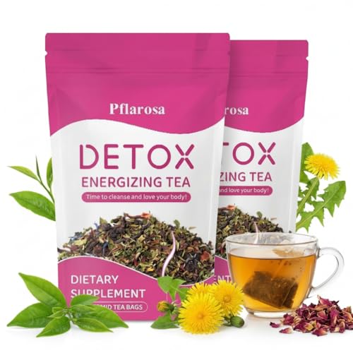 Detox Tee zum Abnehmen – 56-Tage Kräutertee-Kur mit Grüntee, Oolong & Löwenzahn – Natürliche Unterstützung für Stoffwechsel & Verdauung – Sanfte Entgiftung, Vegan, Mit Pfirsichgeschmack