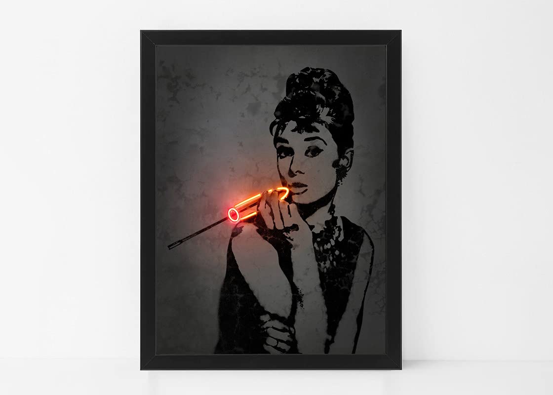 Boomah Accessories Audrey Hepburn Neon Art Poster with Frame 50x40cm