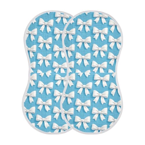 White Bows Baby Burp Cloths for Boys and Girls, Soft Muslin Spit Up Towels, 22"x11" Newborn Essentials for Feeding and Drooling, 1 Pack2