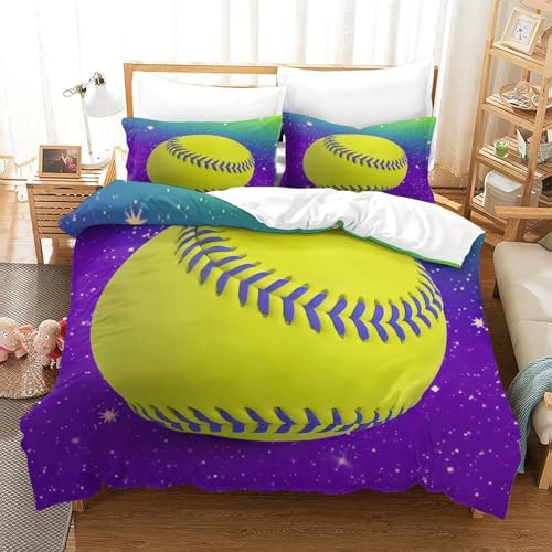 Housse de couette softball parure de lit 3D microfibre super douce - 3