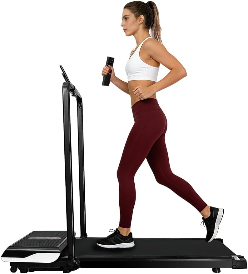 Caminadora Plegable 2 en 1 con Vibración, 330 lb, Control Remoto