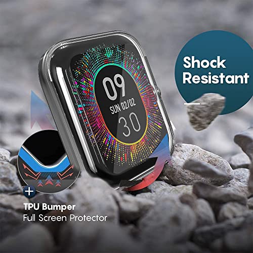 Image of Sounce Watch Case Compatible for Fire-Boltt Dazzle Tempered Glass Screen Protector,HD Clear Touch Sensitive Ultra Thin TPU Protective Cover - Transparent