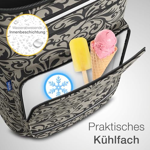 maxVitalis Einkaufstrolley klappbar, Einkaufswagen mit Kühlfach, 3in1 Trolley, Sackkarre & Umhängetasche, Einkaufsrollwagen, Shopping Trolley 43L Kapazität & Spanngurt, Hackenporsche Taupe – Bild 8