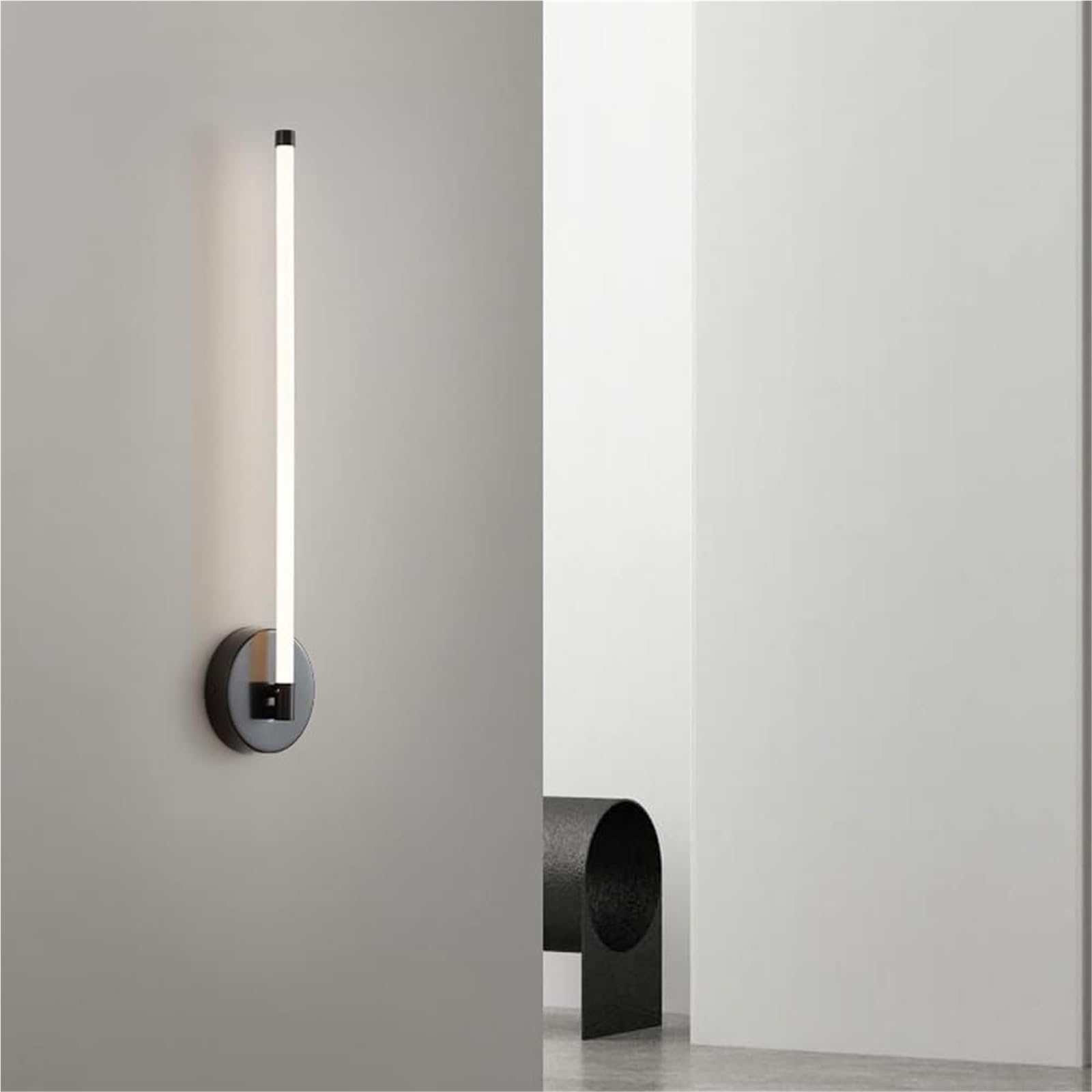 Liniowa lampa ścienna: Montaż miedziany, 3 tryby kolorów, oświetlenie wnętrz do łazienki, salonu, sypialni, przedpokoju (czarny, 80 cm)