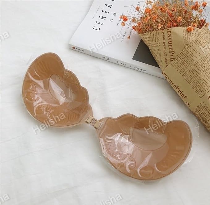 Image of HELISHA Women's & Girl's Reusable Adhesive Stick On Invisible Strapless Push Up Wire Free Bra (Pack-of-1) (Size 28 to 36)