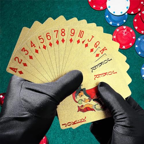10 Deck Spielkarten - Schwarz Gold Wasserfest Pokerkarten, Playing Cards 54 Blatt for Texas Hold'em, Blackjack, Euchre, Canasta Karten, Romme, Baccarat – Bild 6