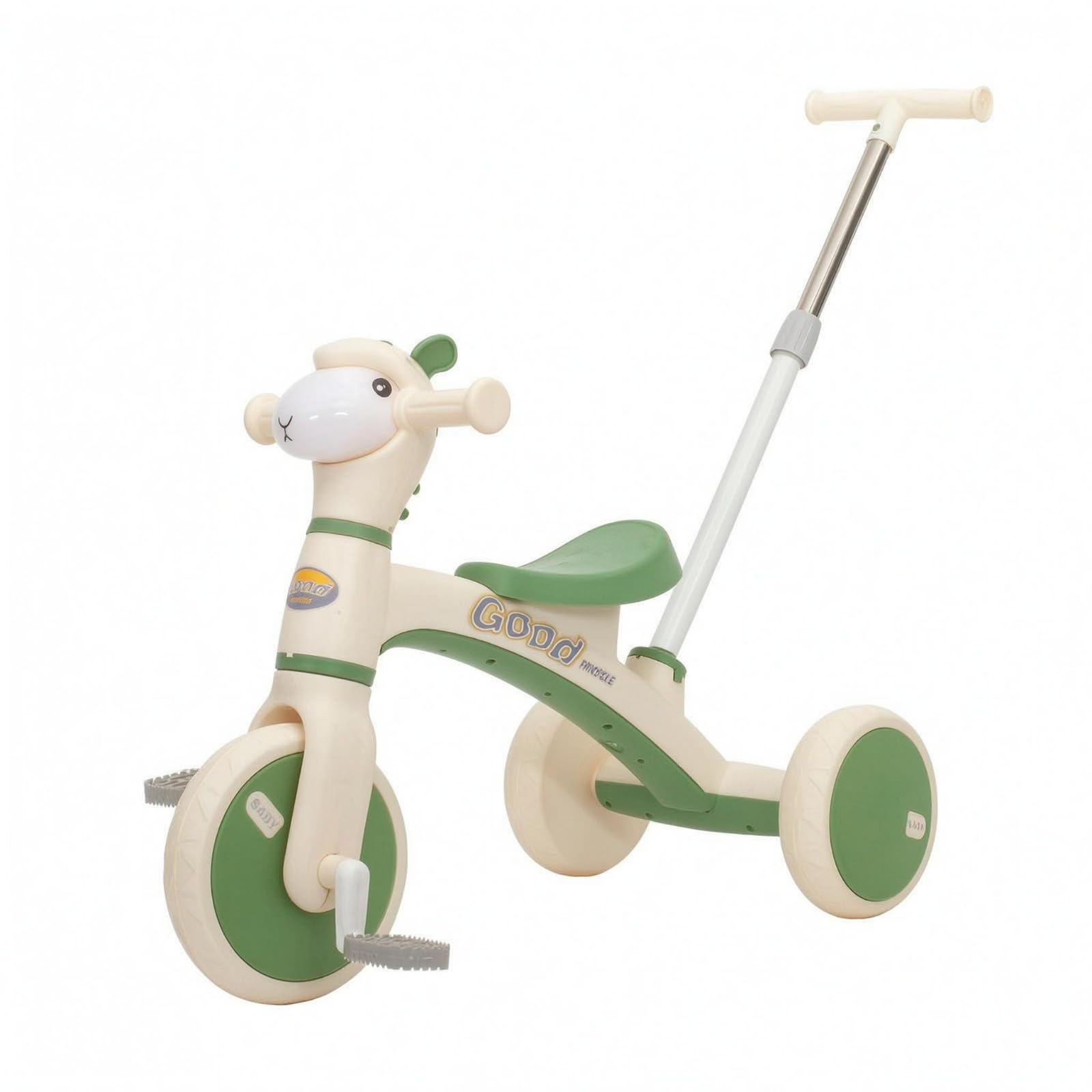 predolo per Bambini Bicicletta Senza Pedali Cavalcabile Veicolo per in PP E con Maniglione Regolabile Seduta Imbottita Luci E Musica Pedali Removibili Adatto, Verde