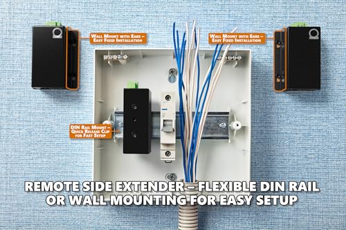Image of PoE Powered Ethernet Extender Over 2-Wire or Coax | Master Side PD - No Local Power Needed | Up to 800 m (500 m PoE) | LAN & PoE Repeater Booster Bridge | DIN-Rail or Wall Mount