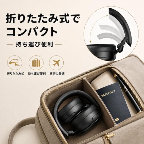 ヘッドホン bluetooth ワイヤレスヘッドホン 6つのシリコンマイク搭載ANCノイズキャンセリング最大80時間再生AIスマートIPX7防水2026最新のBluetooth 5.4有線無線両用ハンズフリー通話対応、マルチポイント接続対応装着が快適で軽量/防漏音/包耳式デザイン/折りたたみ可能です/ゲーム/テレワーク/通学/通勤/スポーツ/音楽用 iPhone/Android対応 商品画像7