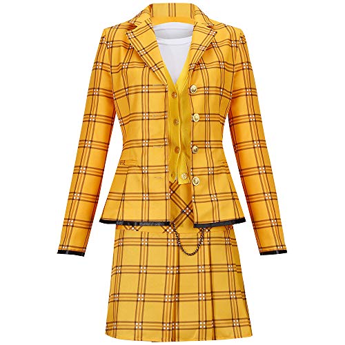 Yejue Women's Plus Size Yellow Plaid Blazer Suit Cher Cosplay