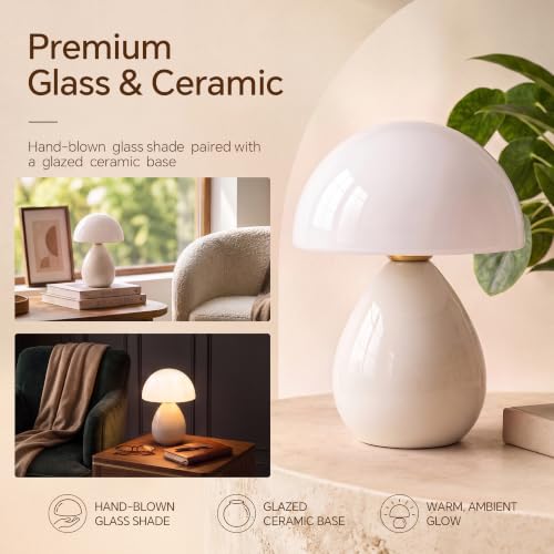 Image of Dawnwake Mushroom Lamp Table Lamp for Bedroom-Small Desk Table Lamps,Cream