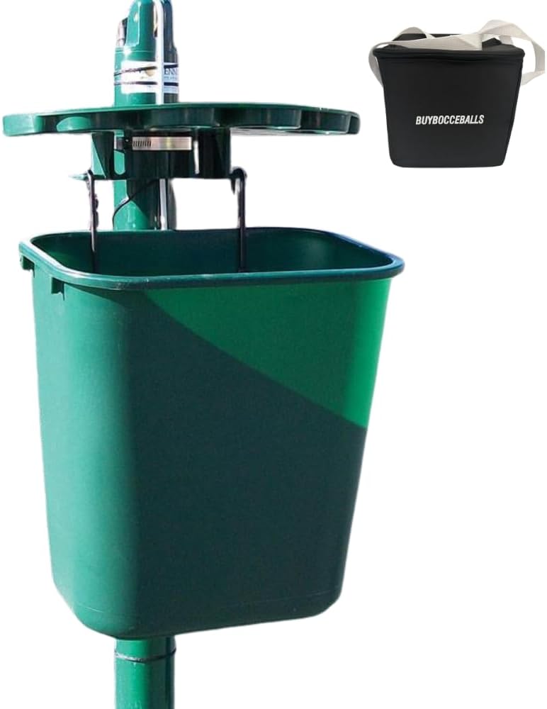 BuyBocceBalls Listing for Har-Tru - Tennis, Bocce, Golf Accessories - Court Valets - Har-Tru Tidi-Court Court Organizer Complete Package - Green - with Basket, Tray, Bracket and Hardware (129-5001)