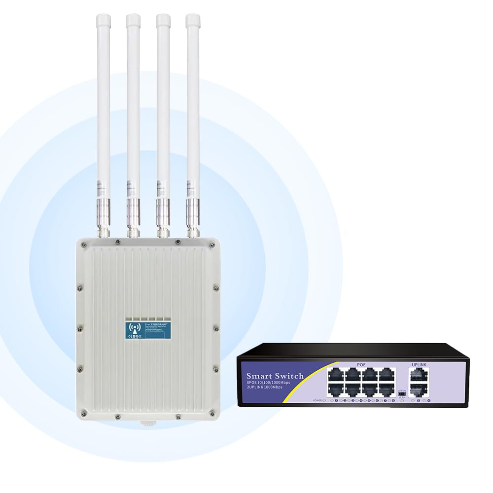 KuWFi Bundle of Goods WiFi 6 Wireless AP Router and 8-Port Gigabit PoE Ethernet Switch