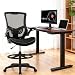 BestOffice Drafting Chair Ergonomic Tall Office Chair Standing Desk Chair with Flip Up Arms Foot Rest Back Support Adjustable Height Mesh Drafting Stool, Dark Black