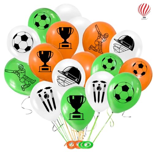 Image of HK balloons 30Pcs Green White Orange Printed Sport Balloons Item Sport Favor Theme Birthday Party Supplies for Classroom Home Club Decoration Balloons Rubber