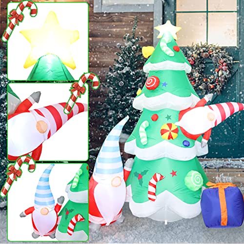 Rizzari 7Ft Christmas Inflatable Decorations, Inflatable Tree With 2 Santa Claus & A Wrapped Gift Box For Christmas, Party Indoor, Outdoor, Yard, Garden #TOP1