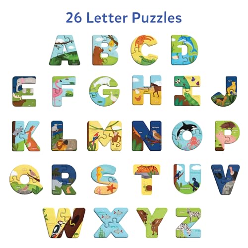Image of Skillmatics Animal Alphabet Puzzle - 52 Piece Jigsaw Puzzle for Toddlers, Preschoolers, Educational Toy for Learning ABCs and Letters, Gifts for Boys & Girls Ages 3, 4, 5, 6