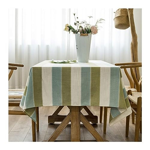 Nappe polyester rayée verte KnSam 135x200cm rectangulaire protège table - 2