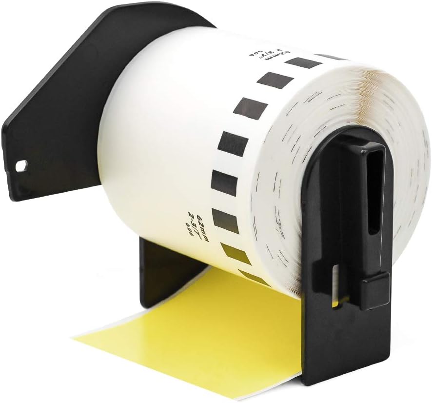 Label Orison DK2606 Black on Yellow Continuous Film Tape Labels Compatible with DK-2606 2.4 in x 50 ft (62 mm x 15.2 m) with Non-refillable Cartridge,3 Rolls