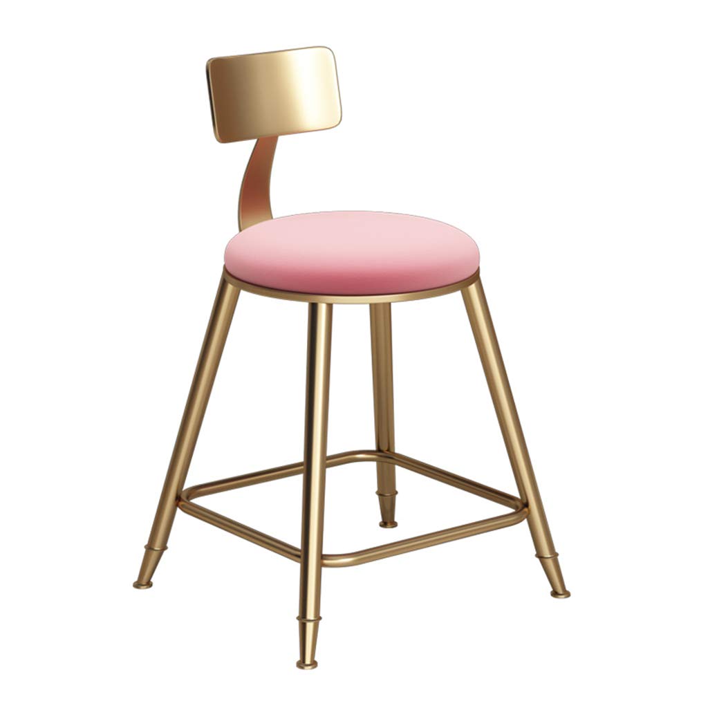 XJBD-Barstools Simple and Stylish Bar Stool Kitchen Chair Stool Coffee Restaurant Wrought Iron High Chair Backrest Design - Gold (Seat Height: 45-85CM) (color : PINK, Size : 85cm)