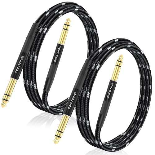 TONTONE 1/4 Inch TRS Cable 2-Pack 6.6FT, Quarter Inch 6.35mm Balanced Stereo Audio Cable, 1/4 to...