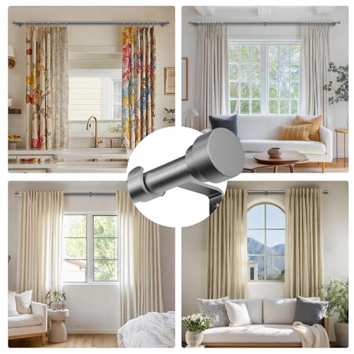 Oneach Silver Curtain Rods for Windows 28 to 48 Inch, 1 Inch Pole Adjustable Length Heavy Duty Metal Curtain Rod Set, for Outdoor Bedroom Kitchen Living Room, Decorative Drapery Rods with Finials by Oneach - Used condition - Image 9