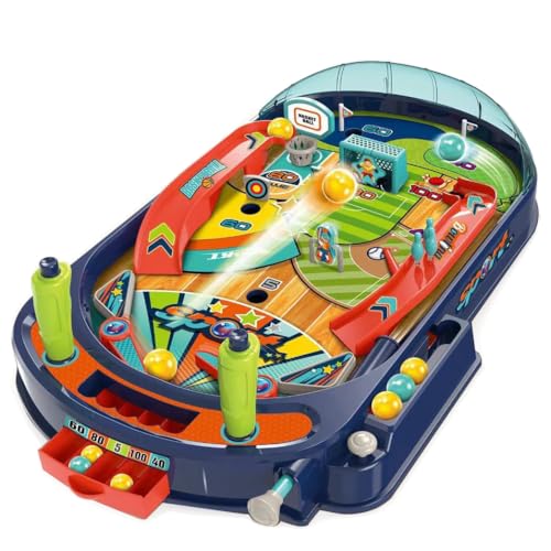PEUZ Flipper Spiel Buntes Pinball mit Kugeln Fördert Geschicklichkeit Konzentration & Reaktionsvermögen Jungen und Mädchen