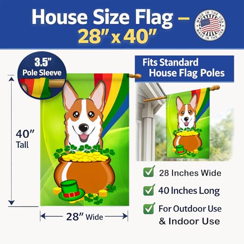 Drapeau de maison Corgi rouge grand format décoration extérieure Saint-Patrick - 5