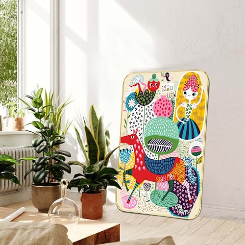 Image of SAF Colorful Kids Wall Art | Stay Wild Stay Free Stay Happy Cartoon Illustration Painting | Fun Decorative MDF Frame for Nursery, Kids Room, Playroom & Gifting (19 x 13 Inch) MG01-1041
