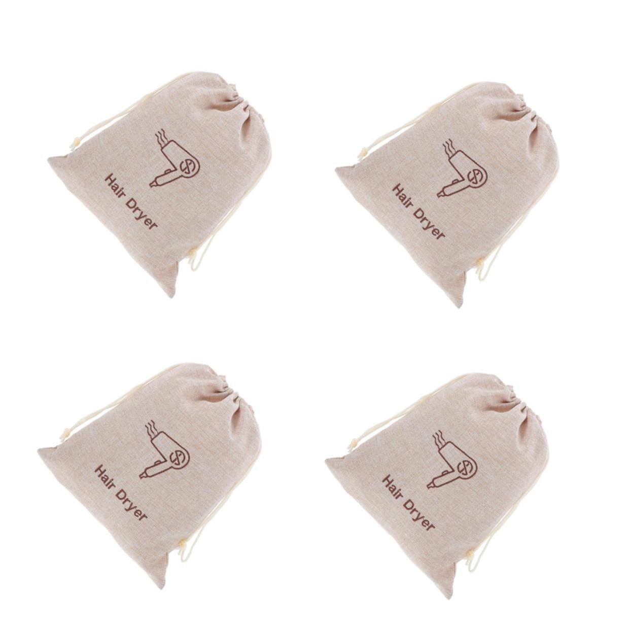 4 Piezas Bolsa de Almacenamiento para Secador de Cabello con Cierre de Cordón Resistente al Polvo Agua Compatible con Secadores para Hostales y Diseño Portátil y Elegante Grande