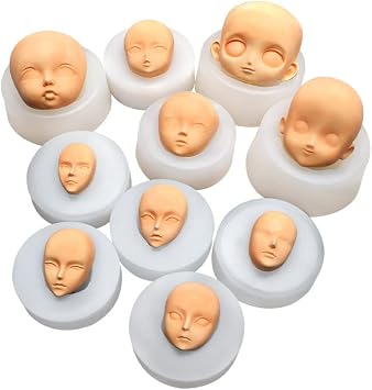 MIMIRACLE 10PCS Human Face Silicone Molds Baby Face Cake Molds for DIY Cake Fondant Biscuit Dessert Candle Decor Chocolate Sugar Pudding Chocolate Hard Candies Polymer Clay