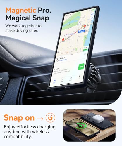 Image of CANSHN Designed for Samsung Galaxy S24 Ultra Case [Full Camera Protection] [Compatible with MagSafe] Translucent Matte Shockproof Protective Phone Cover 6.8 Inch - Black