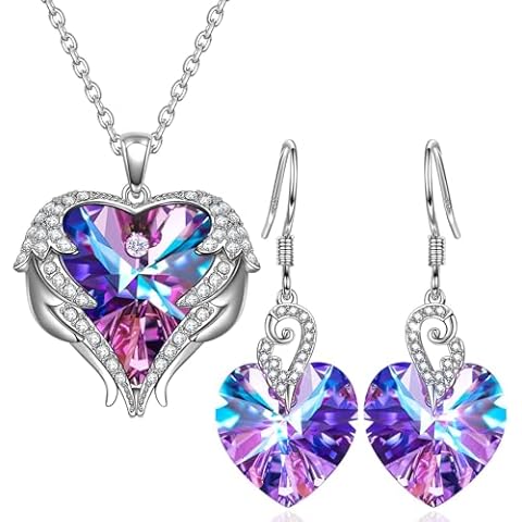 Kate Lynn Angel Wing Necklace & Earrings Set, Packaged with Jewelry Box, Birthday Gift Anniversary Jewelry Gift for Women, Symbol of Love, Beauty and Guardian Cover