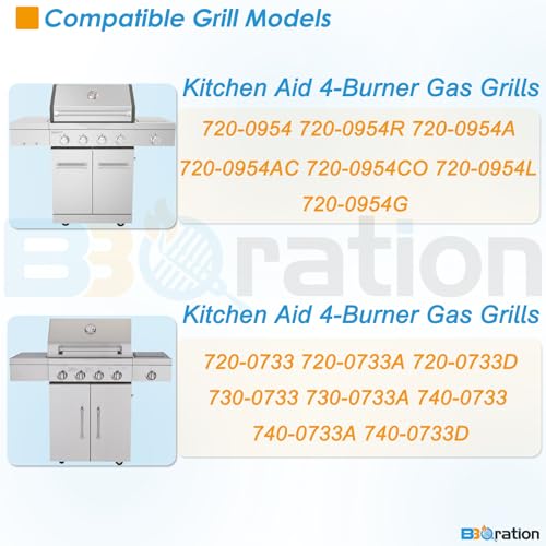 Image of Replacement Parts for Kitchen Aid 720-0733D 720-0954 720-0954R 720-0733 720-0733A 720-0954A 720-0954AC, Cooking Grates, Burner and Heat Plates for KitchenAid Grill Replacement Parts