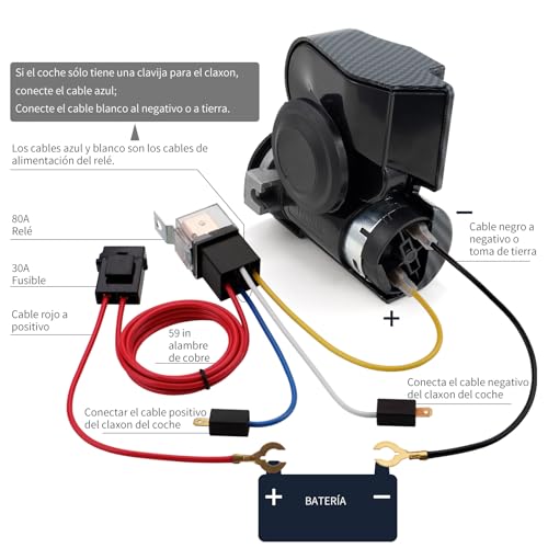 FARBIN Train Horn for Car, Motorcycle, Truck - 12V Air Horn Kit With Cover, 150DB Super Loud Sound for Motorbike, Boat, Pickup (Black Shell) by FARBIN - Image 6
