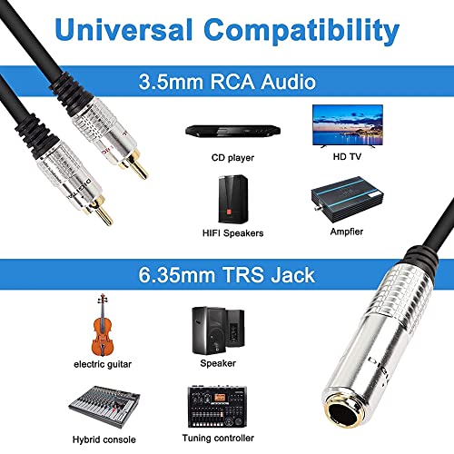 Cable divisor RCA de 6,35 mm TRS hembra a doble conector RCA macho estéreo de 50cm 5