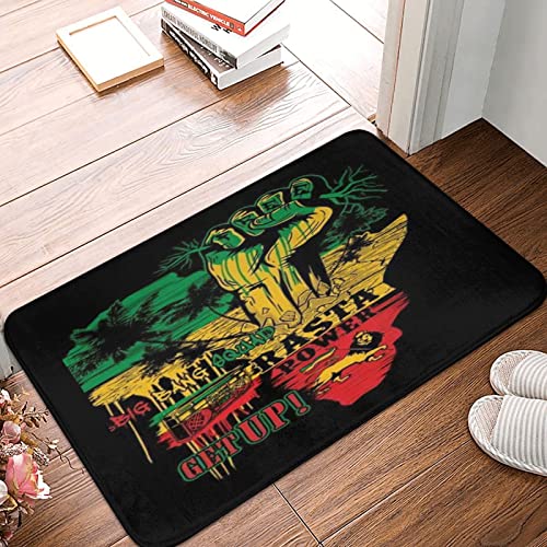 Tapis Entrée Intérieur Reggae Pride Puissance Rasta 40X60Cm Tapis De Porte Doux Tapis De Bain Antidérapant Paillasson D'Entree pour Cour Terrasse Salon